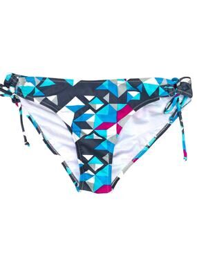 Bingo Surf Bikini Bottoms Womens Large Blue Gray Geometric Adjustable Swimsuit